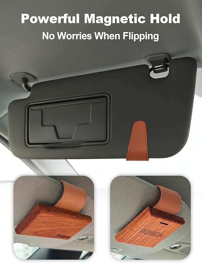 Patented Car Air Freshener Visor Clip, Compatible with Drift Air Freshener, Premium Leather, Gentle on Sun Visors, Ideal for Modern & Electric Vehicles, Orange (Clip Only)