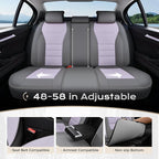 Coverado Car Seat Covers Full Set, Nappa Leather Seat Covers for Cars, Car Seat Protector Car Seat Cushion, Front and Back Seat Protectors Cushions Universal Fit for Most Cars Vehicles(Gray&Purple)