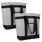 CIVJET 2PK Insulated Grocery Tote Bags, Large Reusable Cooler Bags with Zipper, Leakproof Thermal Shopping Bags for Food Delivery, Beach, Travel, Uber Eats & Picnic, Collapsible Personalized