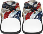 Delerain Car Seat Covers Set 2Pcs, Flying American Flag with Eagle Universal Front Car Seats Vehicle Enterior Protector Suitable Fits Most Car Auto SUV Sedan Truck