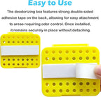 2 Pack Stick On Deodorizing Box, 12 Pack Odor Removing Refills for Trash Can, Activated Charcoal Odor Eliminator for Indoor Kitchen Trash/Diaper Pails/Wardrobe/Shoe Cabinet (Yellow)