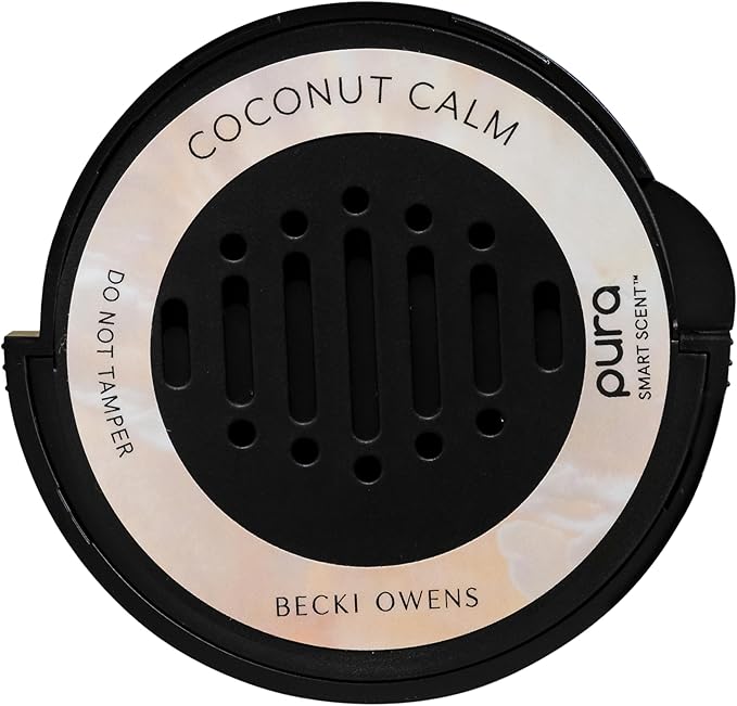 Pura and Becki Owens - Pura Car Scent Refill - Fragrance for Car Diffuser - Clean & Safe Luxury Diffuser Scent - Long-Lasting Fragrance for 30 Days of Aroma - Coconut Calm