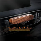 Natural Walnut Wood Vent Clip for Car (2-Pack) - Refillable Aroma Diffuser Base, Includes 10 Unscented Absorber Sticks - Elegant Air Freshener for Car, Home, Office & More