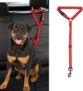 Dog Cat Safety Seat Belt Strap Car Headrest Restraint Adjustable Nylon Fabric Dog Restraints Vehicle Seatbelts Harness (Red, Elastic Bungee-1pcs)