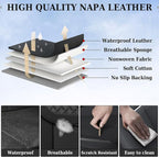 Coverado Car Seat Covers Full Set, Luxury Nappa Leather Seat Cover, Universal Seat Covers for Cars, Front and Back Waterproof Seat Cover Car Seat Protector Fit for Most Cars(Black)