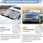 Pink Bow Car Windshield Sun Shade, Foldable UV Protection Window Sunshade with Silver Edging & Storage Pouch, Auto Interior Accessories for Sedan, SUV & Hatchback