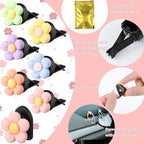 Tallew 12 Pcs Daisy Flower Car Accessories Vent Clip Cute Colorful Flower Car Accessories Air Conditioning Outlet Air Freshener Vent Clip Charm Interior Decor for Women