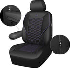 CAR PASS 3D Foam Mesh Leather Car Seat Covers Front Seats,Breathable Mesh Front Seat Covers for Women,Universal Fit for Cars SUV Truck Sedan Van Automotive,Armrest Airbag Compatible,Black and Purple