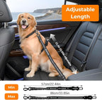 Dog Seat Belt for Car Seatbelt Clip or Hook Latch, Adjustable Reflective Bungee Dog Leash with Locking Zinc Alloy Carabiner, Elastic Buffer, Fits Most Cars/SUVs/Trucks (Black)