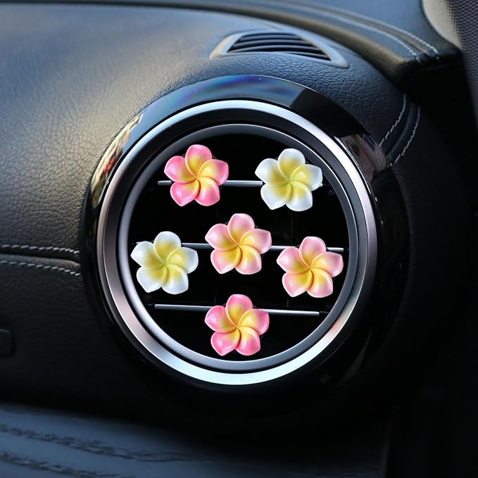 6Pcs Multicolor Pentapetal Flower Car Accessories for Women, Beach Flower Car Air Vent Clips Air Conditioner Outlet Decoration Cars Interior Decor Charm, Air Fresheners Interior Accessories