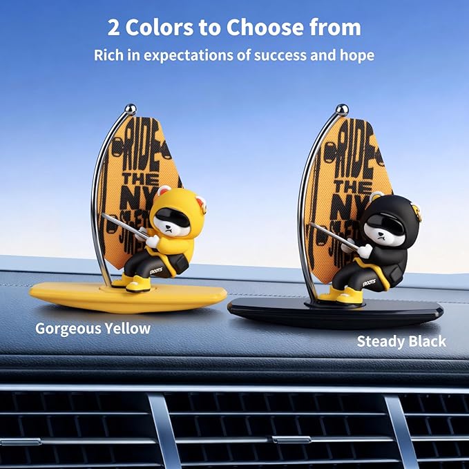 Kwak's Car Dashboard Decorations, Boat Automotive Air Fresheners Cute Rotatable Interior Accessories Ornaments Means Smooth Sailing Shangri-la Fragrance (Black)