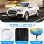 Car Windshield Sun Shade - Reflector Sunshade Offers Ultimate Protection for Car Interior, Cool Reflective Sun Blocker Fits Small Sedans, Mini SUVs