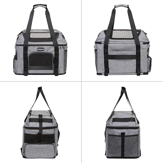 MOSISO Cat, Dog, Pet Carrier Airline Approved, Top-Expandable Soft Pets Carrier Bag for Small Medium Cats/Dogs Under 22 LB, Breathable Puppy Carrier for Car Travel Outdoors with Shoulder Strap, Grey