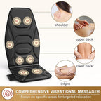 Back Massager Chair Pad with Heat, Back Massager for Back Pain Relief, Chair Massager with Vibration, Portable Massage Chair Pad for Office Use, Matte Black