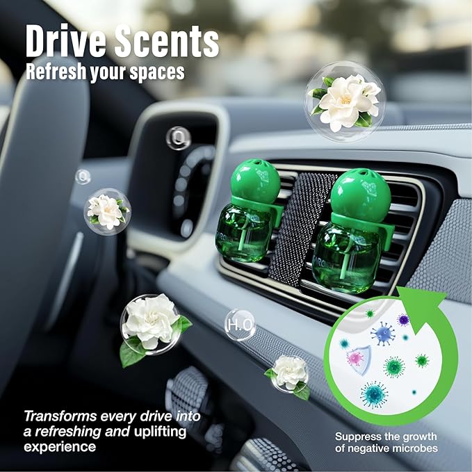 Cute Car Air Freshener 2 Pack, Lightbulb-Shaped Car Fresheners, Automotive Vent Clip, Long Lasting Scent, Essential Oils, Cute Car Accessories for Women, Gardenia Scent