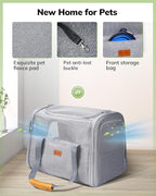 Morpilot Pet Travel Carrier Bag, Soft-Sided Dog Carrier Cat Carrier Pet Carrier, for Large Cats and Medium Puppies up to 25lbs, w/Locking Safety Zippers, Foldable Bowl (Light Gray)