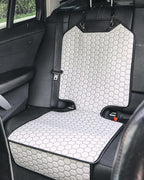Owleys Premium Leather Car Seat Protector for Child Car Seat Cover from Dirt Scratches (White Set Kick Mat+Seat Protector)