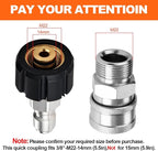 2 PCS Pressure Washer Quick Connect Adapter Set, M22 14mm(5.5in) Swivel to 3/8in Quick Connect Socket & Plug, Max Pressure 5000PSI