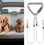 Idepet Dog Seat Belt for Car, 2 Pcs Stainless Steel Chew Proof Dog Seatbelt, 3 in 1 Dog Harness for Car Safety Seat Belt, Heavy Duty Pet Car Seat Belt for Medium & Large Dogs (Grey+Grey)