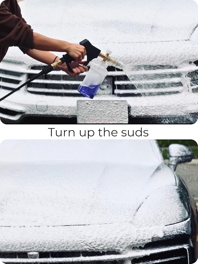 Bubble Blizzard Premium Foam Cannon for Pressure Washer, Wide Mouth, Adjustable Thick Foam Snow Foam Cannon Lance with 1/4 Inch Quick Connector for Car, Boat, and Home Wash, 4000 PSI, 34 oz