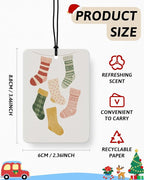 Green Christmas Berry Car Berry Air Freshener 4 Pcs, Red and Green Christmas Tree Stocking Hanging Air Freshener for Cars Closet Drawer Books, Cute Xmas Car Accessories Mirror Decor for Women
