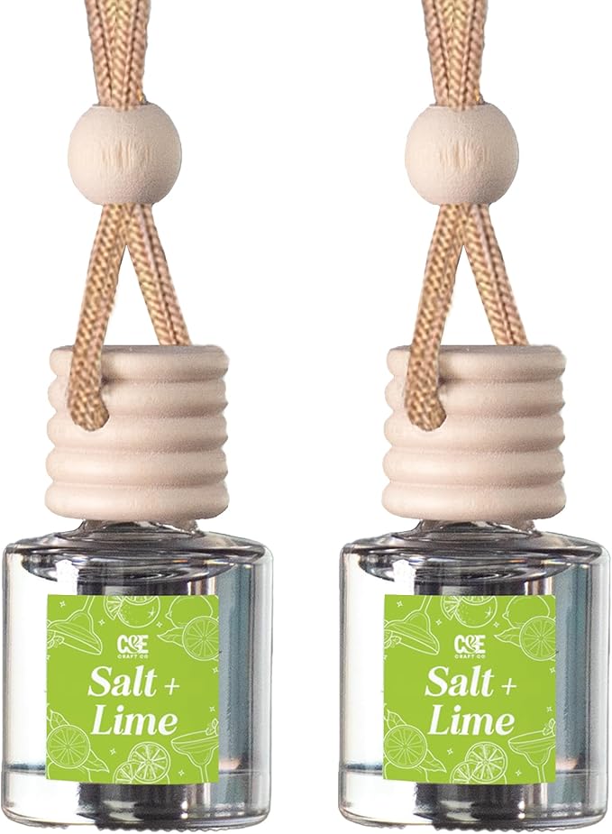CANDECraftCo Car Air Hanging Fragrance Oil, Car Auto Freshener for Essential Oils, Scents Fragrance Aromatherapy Automobile Diffuser, Long Lasting (Salt & Lime)