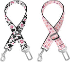 Cute Design 2-Pack Set Adjustable Pet Cat Dog Car Seat Belt, Adjustable Buckle Pet Car Harness Fabric Lanyard from 22 to 38 Inches Seatbelt Leash (Cow Dog -Two Piece in one Set)