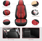 otoez Car Seat Covers Full Set, Red Leather Seat Cover 5 Seat Waterproof & Breathable Automotive Seat Cushion Protector Full Coverage for Cars Sedens Trucks SUVs Vans (Red)