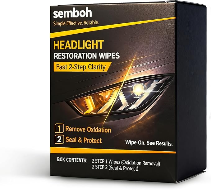 Ceramic Car Headlight Restoration Kit, No Sanding, Removes Yellowing and Cloudiness, Restores Clarity to Like New Look, No Power Tools Needed, Wipe Rinse Coat for Car Truck SUV