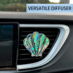 Seashell Car Decor,Coastal Car Air Freshener,Iridescent Abalone Seashell Air Vent Clips,Ocean Themed Car Interior Dashboard Accessories,Girly Refillable Diffuser