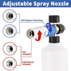 FENG PAI Pressure Washer Foam Cannon with Dual Connector Accessory & 7 Power Washer Sprayer Nozzles, Double Tip Attachment For Soap Cannon, 1/4" Quick Connect, 3600 PSI