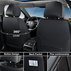 Coverado Car Seat Covers Full Set, 5 Seats Covers for Cars, Car Seat Covers Front Seats Back Seat Covers, Car Seat Protector Luxury Leathaire Waterproof Seat Cushions Universal Fit Most Cars Black