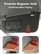 Patented Leather Car Air Freshener Visor Clip, Compatible with Drift Wood or Stone Car Freshener, Magnetic Design, Gentle on Sun Visors, Ideal for Modern & Electric Vehicles, Red (Clip Only)