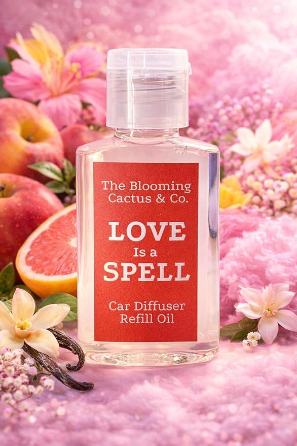 Car Air Freshener, Luxury Car Diffuser with 1 Oz Refill, Phthalate Free Fragrance – Long Lasting Scent | Refillable Hanging Air Freshener for Car, Home, Office | Made in USA (Love Spell)