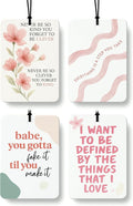 Boho Pink Floral Inspirational Car Air Freshener 4 Pcs, Preppy Girly Motivational Quotes Hanging Air Freshener for Cars Closet Drawer Books, Cute Car Accessories Mirror Decor for Women