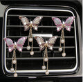 4Pcs Bling Butterfly Car Aromatherapy Air Vent Clips,Diamond Pearl Pendant Butterfly Air Fresheners Vent Clips Cars Decoration Cars Interior Decor Bling Car Accessories for Women, Interior Accessories