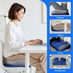 Memory Foam Seat Car Computer Desk Chair Cushion，Cushion For Tailbone Pain Relief Cushion Office Chair Butt Pillow Seat Cushions For Office Chairs Wheelchair Cushion For Long Sitting Back Pain Blue