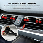 4PCS Cherry Car Air Vent Freshener Perfume Clip, Car Vent Accessories, Rhinestone Air Outlet Fragrance Perfume Clip Freshener, Auto Interior Decoration Accessories Stylish Fresheners for Women