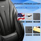 Fit RAV4 Car Seat Covers (Front Pair) for Select Toyota RAV 4 2013-2026/RAV4 Hybrid - Premium Full Coverage Leather, Airbag Compatible, Waterproof & All Weather Seat Cushion Protector, Black