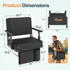 HOPERAN Heated Stadium Seats for Bleachers with Back Support, 3 Levels Heating Bleacher Chairs with Back and Cushion, Folding Bleacher Seat, Lightweight Portable Stadium Chair with Shoulder Strap