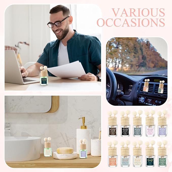 30 Pcs Employee Appreciation Gifts Bulk, Empty Car Diffuser Bottles with Vent Clip, Refillable Essential Oil Car Air Freshener Gifts for Coworker Team Teacher Nurses Staff (Proud)