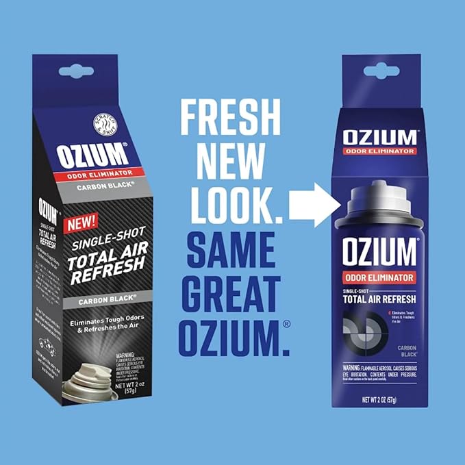 Ozium Air Sanitizer, 2 oz Car Fogger: Single-Shot Smoke Odor Eliminator & Car Air Freshener (Carbon Black)