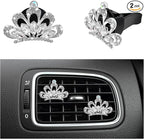 2 PCS Bling Car Air Vent Clips, Crystal Rhinestone Crown Vent Decorative Air Freshener Clips, Sparkly Diamond A/C Outlet Aroma Diffuser Clip for Vehicles, Car Accessories (White)