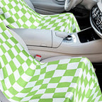 2 Pack Car Seat Towel Covers with Storage Bag 63 x 32 Inch Athletic Running Towel Seat Sweat Washable Non Slip Cover Gift for Car Outdoor Sport Activities (Green and White Plaid)