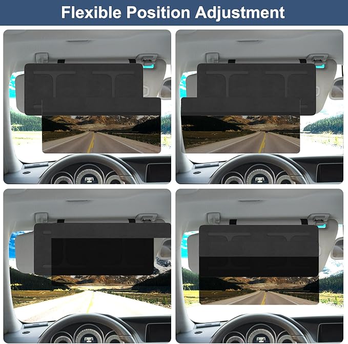 NAZZO Car Visor Extender Sun Blocker, Polarized Sunvisor Extension with Removable Magnetic PC Lens, Anti Glare Car Visor Extended for Safe Driving, Universal for SUV, Family Automotive, Black
