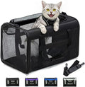 Cat Carrier Bag,Soft-Sided Pet Carriers for Dogs with 4-Sided Mesh,Airline Approved Cat Transport Carrier for Small&Medium Cats Kitten Puppy Up to 15Lb,Collapsible Cat Travel Carrier-M,Black