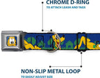 Dog Collar Seatbelt Buckle Pluto 4 Poses Landscape Blue Green 9 to 15 Inches 1.0 Inch Wide