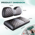 DRIVE UP Golf Cart Diamond Seat Covers, Black Diamond Club Car Precedent Seat Covers, Brown Stitching Golf Seat and Backrest Leather Covers for Club Car Front Seats, Wipe Clean, Waterproof
