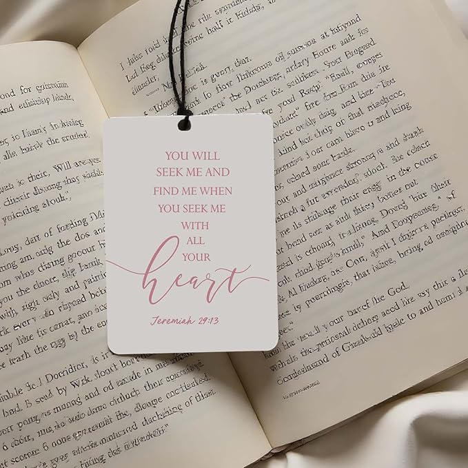 Christian Scripture Car Air Freshener 4Pcs, Inspirational Bible Quotes Hanging Scents,Pink Bible Quote Gift Air Freshener Hanging in Car Wardrobe Drawer or Book.