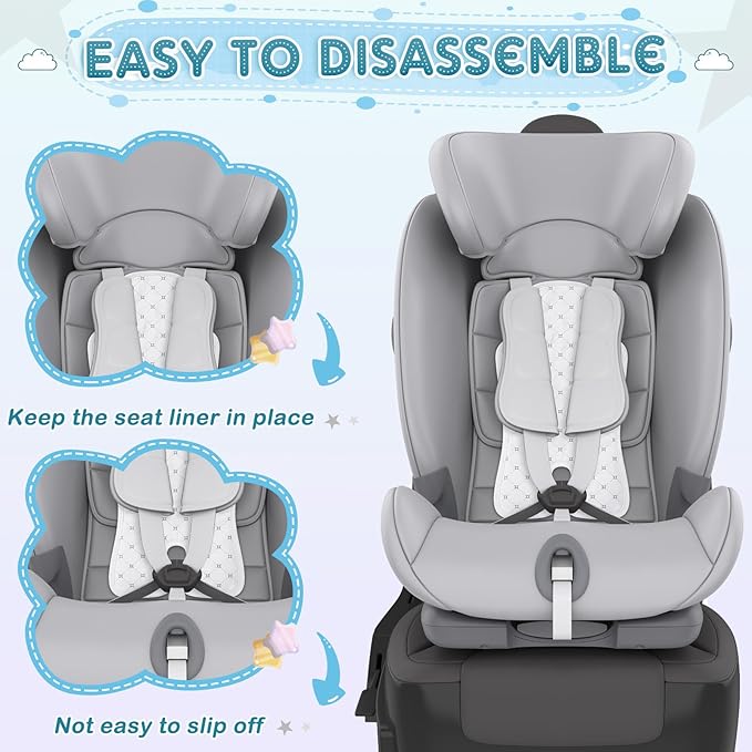 Pinkunn Gel Car Seat Baby Cooling Pad for Summer Breathable Stroller Cooler Pad Multifunctional Carseat Cooling Mat for Baby Child Dining Chair Safety Seat Stroller(White,Grid)